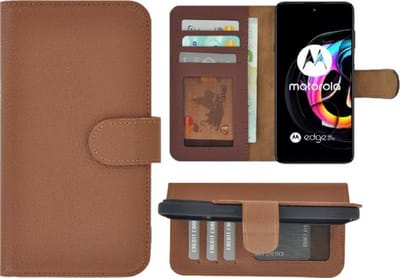 Hoesje Geschikt voor Motorola Moto Edge 20 Lite - Bookcase - Portemonnee Hoes Echt leer Wallet case Bruin
