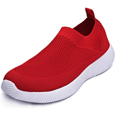 Lente Damesschoenen Breisel Sok Sneakers Dames Platte Schoenen Casual Ademende Sneakers Ballerina's Wandelschoenen voor Dames 35 red