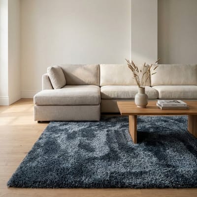 DÉJA Living Vloerkleed 240x340cm - Hoogpolig Blauw Stof - Lavar Mix