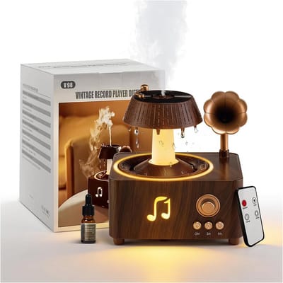 Aroma Diffuser met Regenboogverlichting – 250 ml Ultrasoon Luchtbevochtiger voor Essentiële Oliën – Automatische Uitschakeling & Afstandsbediening – Houtlook Design voor Thuis & Kantoor