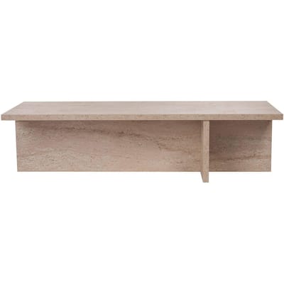 Table basse - HARBOR - Travertine - Rectangulaire - Panneaux mélaminés - Travertin - Style moderne - Sur pieds - 120x45x30 cm