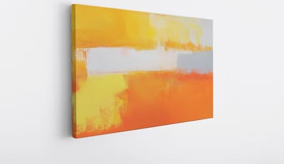 Saammp Canvas Schilderij - Oranje wit - Abstract kunstwerk - 30x20 - Foto op canvas - Wanddecoratie - Muurdecoratie Woonkamer - Slaapkamer decoratie - Canvas Print