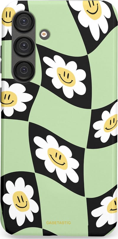 Casetastic hoesje geschikt voor Samsung Galaxy S25 Plus - Dubbellaagse bescherming - Golvende madeliefjes - Fashion Case - Mintgroen Zwart Wit Beige