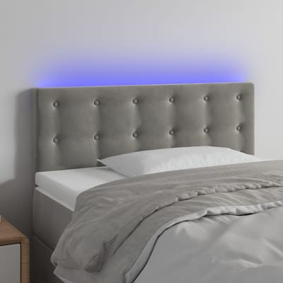 vidaXL - Hoofdbord - LED - 90x5x78/88 - cm - fluweel - lichtgrijs