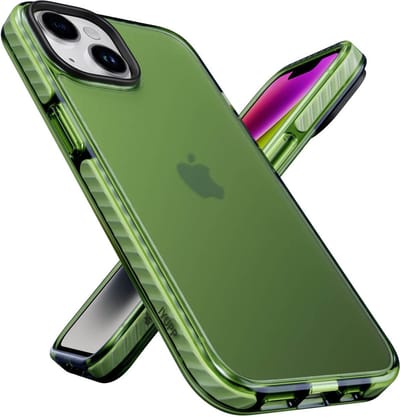 IYUPP Hoesje Geschikt voor iPhone 13 Hoesje - Shockproof Back Cover - Armor Groen Transparant