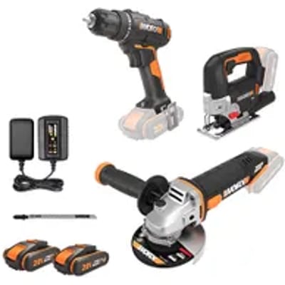 Worx 20v 3-tool Combokit - Haakse Slijper, Decoupeerzaag En Boormachine Set Wx955
