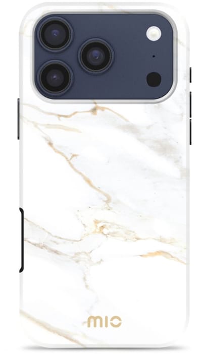MIO Hoesje Geschikt voor Apple iPhone 17 Pro - Compatibel met MagSafe / Qi2 - Hard Shell Back Cover Case White Marble