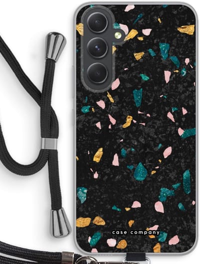 Case Company® - Hoesje met koord geschikt voor Samsung Galaxy A54 hoesje met Koord - Terrazzo N°10 - Telefoonhoesje met Zwart Koord - Bescherming aan alle Kanten en Over de Schermrand