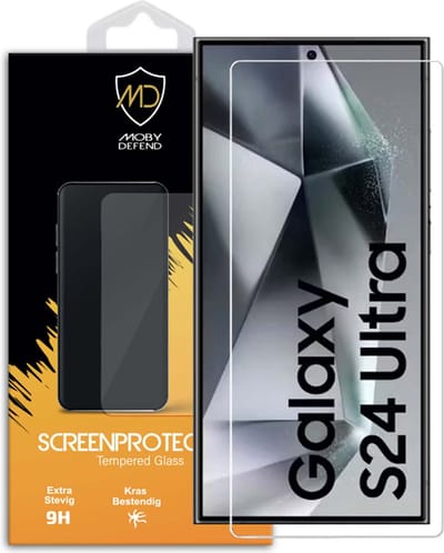 MobyDefend Screenprotector - Geschikt voor Samsung Galaxy S24 Ultra - Case-Friendly Screensaver - Gehard Glas