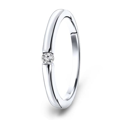 Miore Pure Ring Dames - 14 Karaat Witgoud - Met Diamanten - Handgemaakt - Maat 50