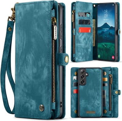 CaseMe Hoesje - Geschikt voor Samsung Galaxy S24 FE Hoesje - CaseMe 008 2-in-1 Book Case & Back Cover met Portemonnee - Blauw