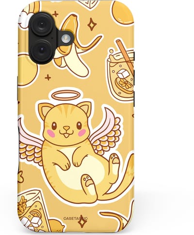 Casetastic hoesje geschikt voor Apple iPhone 16 - MagSafe - Dubbellaagse bescherming - Poezenvleugels - Fashion Case - Goud Beige Perzik