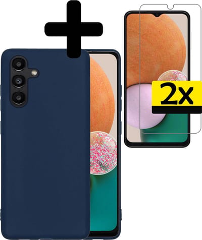 Hoesje - Met 2x Screenprotector - Geschikt voor Samsung Galaxy A13 5G - Sterk & Shockproof - Back Cover - Siliconen Case - Telefoon Hoes - Telefoonhoesjes - Donkerblauw