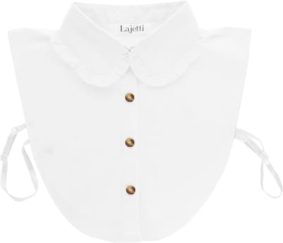 Lajetti - Los Kraagje Wit met Ronde Kraag en Ruffle - Dames Kraagje