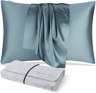 SnelShoppen - 100% Natuurlijke Mulberry Zijde Kussenhoes voor Haar en Huid met Verborgen Rits 22 Momme 40x60cm Blauw Grijs - Luxe Dubbelzijdig