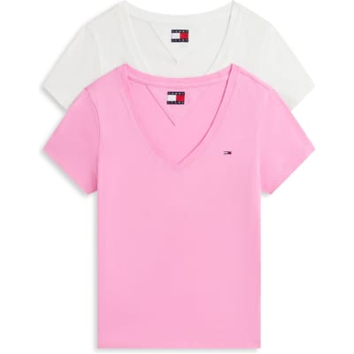 Tommy Hilfiger 2-pack V-neck Tee Ecru/pink Daisy Größe: XS | Hemden Outlet | Damen | Braun