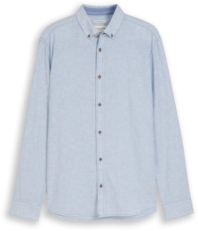 Tom Tailor - Overhemd met normale pasvorm en linnenmix - Maat XXL - bleeched blue white stripe