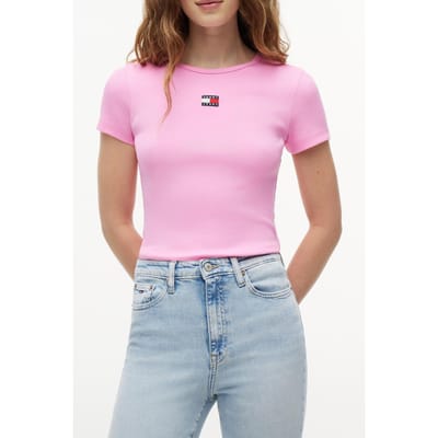 Tommy Hilfiger Slim Badge Rib Pink Daisy Größe: L | Hemden Outlet | Damen | Rosa