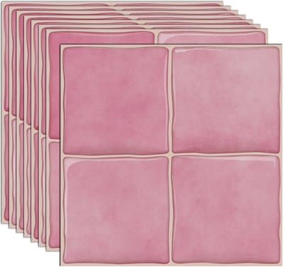 Set van 10 3D Tegelstickers - 15.25 x 15.25 cm - Plaktegels - Zelfklevende Wandtegels - Spatwand Keuken & Badkamer - Watervast - Roze