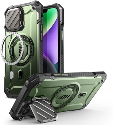 SUPCASE UB Pro MagXT Hoesje Geschikt voor Apple iPhone 17e / 16e - Back Cover met Camera Protector Kickstand - Compatibel met MagSafe - Extra Camera Bescherming - Groen