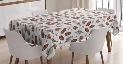 ABAKUHAUS dennenappel tafelkleed, rustieke boskunst, print met heldere kleuren zonder vervaging, wasbaar voor binnen- of buitengebruik, 140 x 240 cm, meerkleurig