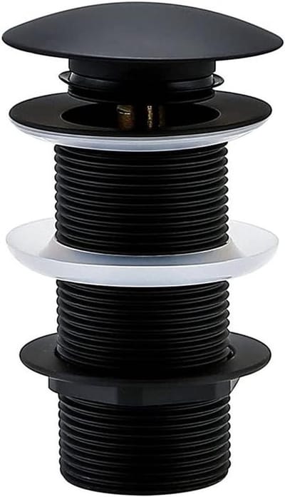 120 mm pop-up afvoerventiel zonder overloop voor wastafel en wastafel - universele afvoergarnituur zwart mat - afvoergarnituur incl. afdichtingen voor alle soorten wasschalen