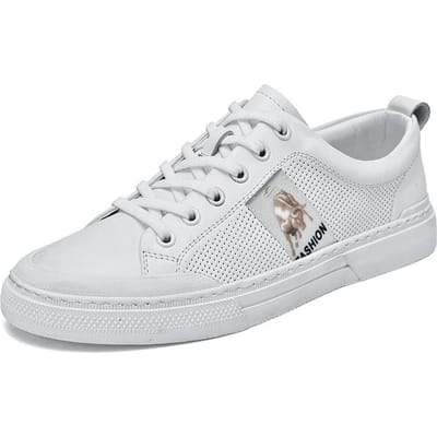 Zomer Nieuwe Toplaag Koeienhuid Gemakkelijk Draagbare Schoenen Heren Trendy Veelzijdige Casual Schoenen Ademende Boardschoenen 44