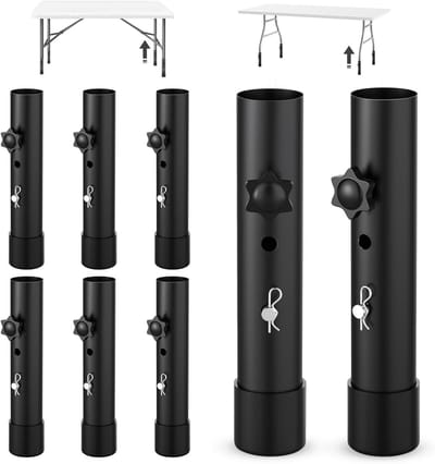Tafelpoot Verhogers - Verstelbare Tafelpoten - Extra Opbergruimte Creëren - Roestvrij Staal - 9.2cm en 13.2cm - Zwart