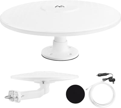 Maclean - TV antenne - DVB-T/T2 HEVC omnidirectionele antenne, actief, camper, 12V, MCTV-103 - Wit