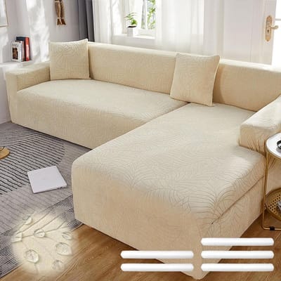 Verstelbare Stretch Sofa Cover voor L-vormige en U-vormige Banken, Inclusief Antislip Schuim en Kussenslopen voor 1/2/3/4 Zits Sofas