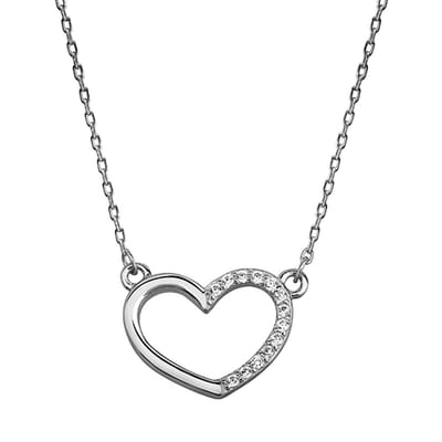 Joy|S - Zilveren puro amore hartje ketting - met hartje (15 mm) - zirkonia - gehodineerd