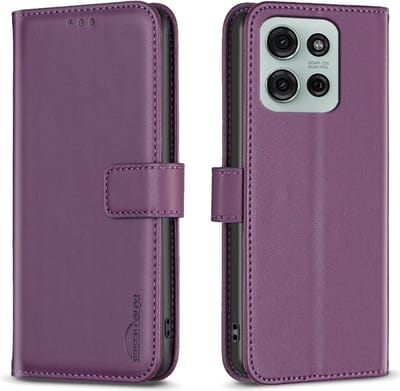 BINFEN Hoesje - Geschikt voor Motorola Moto G75 Hoesje - BINFEN Color Book Case - Paars