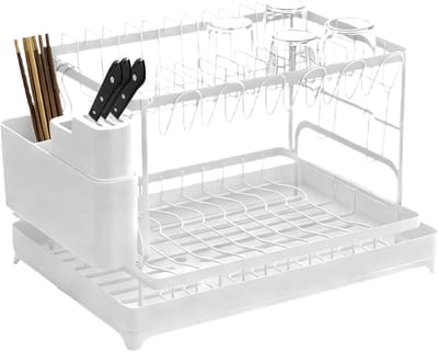 Keukenspoeldroger - Afdruiprek Servies - Keuken Organiseren - Verstelbare Opbergoplossing - 42 x 29 x 29 cm - Wit