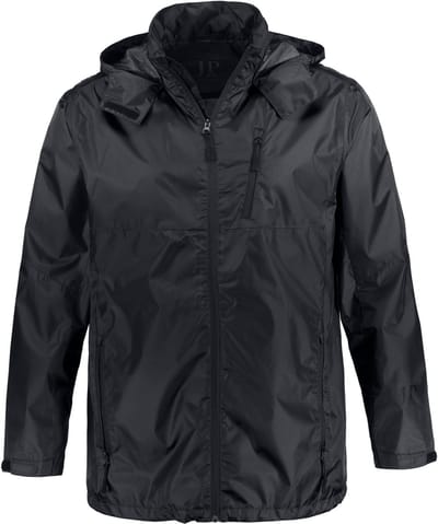 JP 1880 - Heren - Regenjas waterafstotend capuchon rits lichte voering van mesh - Zwart - Maat 3XL
