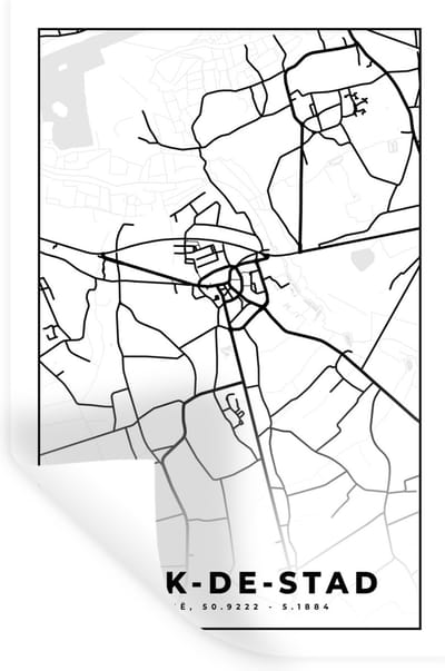 Muurstickers - Sticker Folie - Stadskaart – Plattegrond – België – Zwart Wit – Herk de Stad – Kaart - 20x30 cm - Plakfolie - Muurstickers Kinderkamer - Zelfklevend Behang - Zelfklevend behangpapier - Stickerfolie