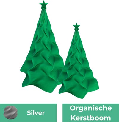 Organische kerstboom set – Decoratief object – Zijde Silver - 3d geprinte object – Winter woondecoratie – 15CM & 20CM