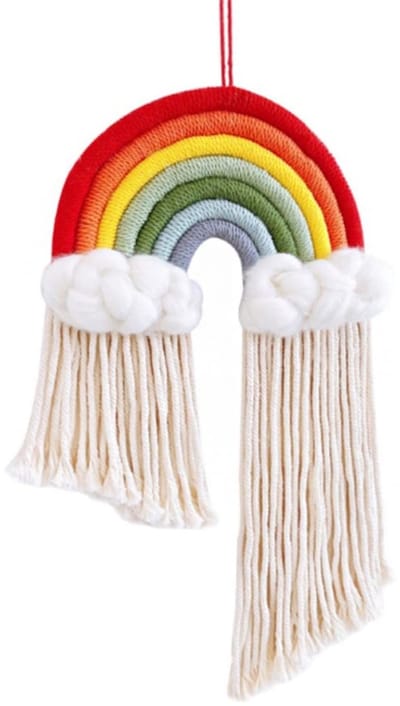 Dailygoods- Regenboog Charm - Decoratie Woonkamer - Decoratieve Tafellampen - Decoratie Slaapkamer - Decoratie Kinderen - Handgeweven Ontwerp - Totale Lengte 38 cm