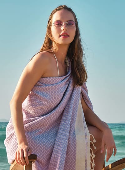 Unyqoos® Veelzijdige Katoenen Handdoek voor Strand, Sauna, Yoga en Meer in Lichtpaars en Pastelgroen