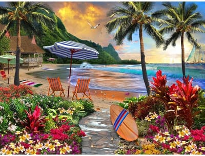 Legpuzzel - Puzzelstukjes - Ontspannen Tijdverdrijf - Gerecyclede Materialen - 61 x 46 cm - Hawaii Thema
