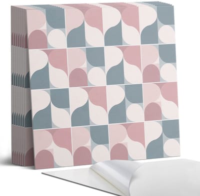 Coloray Plaktegels - Abstract geometrisch patroon Portugese Tegels - 30 cm x 30 cm - Roze Plaktegels - 9 stuks - Vierkant PVC Tegels - Plaktegels Keuken - Zelfklevende Vloertegels - Vinyl Tegels - Zelfklevende Tegels