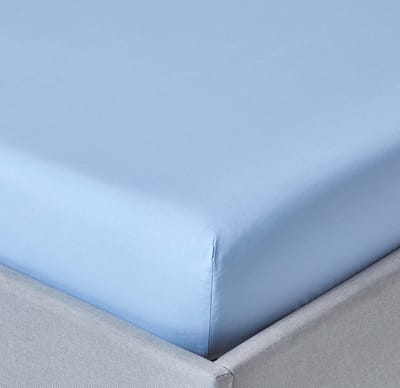 Homescapes Hoeslaken 140x190 cm – Blauw – 100% Egyptisch Perkal Katoen – 200 TC – Extra Diep 46 cm