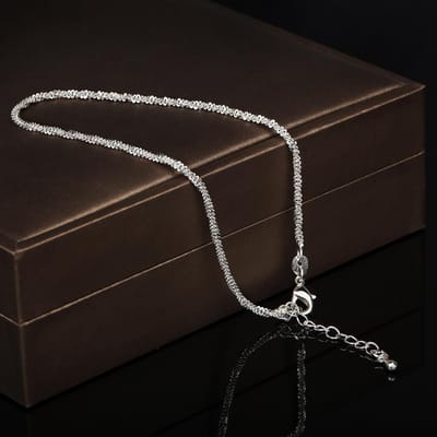 Niche Zilver Sprankelende Glitter Sleutelbeen Ketting Bloemkool Armband Ketting Mode Voet Twist Ketting
