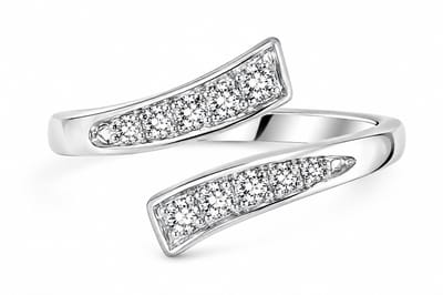 Matthew Studio® Dames Ring - 925 Zilver - Zirkonia - Verstelbare Ring - Dubbele Band