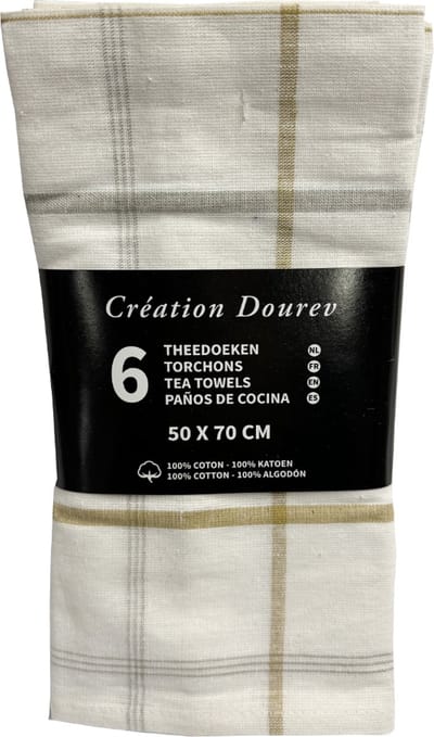 Theedoekenset Arlequin - 50x70 - 6 stuks - Geblokt - 100% katoen - Horeca Theedoeken -