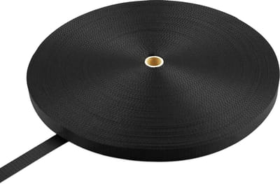 Polyester band 25 mm - 1200 kg - 50 m op rol - Zonder strepen - Zwart (Gebruikt o.a. voor Spanbanden)