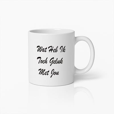 "Wat Heb Ik Toch Geluk Met Jou" Inspirerende Koffiemok – Keramische Beker 330ml Cadeau voor Geliefden