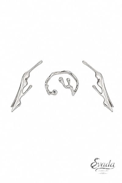 Evada sieradenset, 925 sterling zilver set, ring en oorbellen set, handgemaakte sieradenset, dames sieraden set, minimalistische sieraden, moderne sieraden, verstelbare ring, zilveren oorstekers, cadeau voor haar, sterling zilver dames.