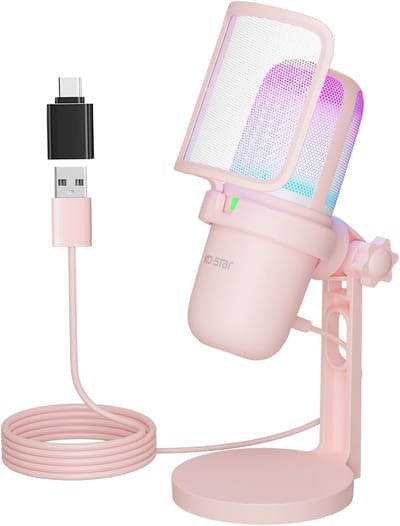 USB Microfoon - Mini Computer Microfoon - Opnemen en Streamen - RGB Verlichting - Compact Formaat - Zwart