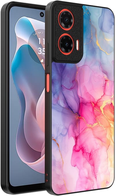 Smartphonica Telefoonhoesje Geschikt voor Motorola Moto G Play 2024 met marmeropdruk - TPU backcover case marble design - Regenboog geschikt voor Motorola Moto G Play 2024