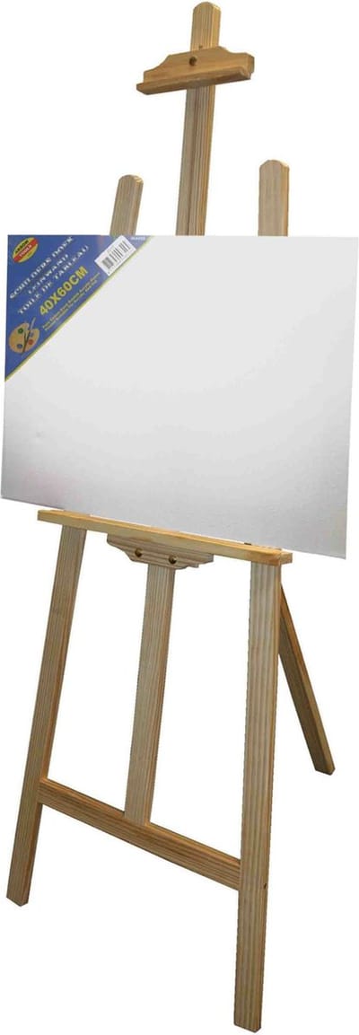Benson houten schildersezel 140 cm met 2x canvas doeken 40 x 60 cm - Schilderijen maken